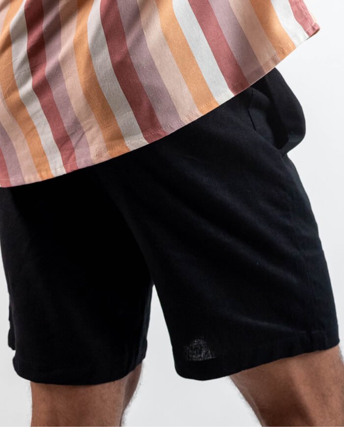 Midi Linen Shorts – Black