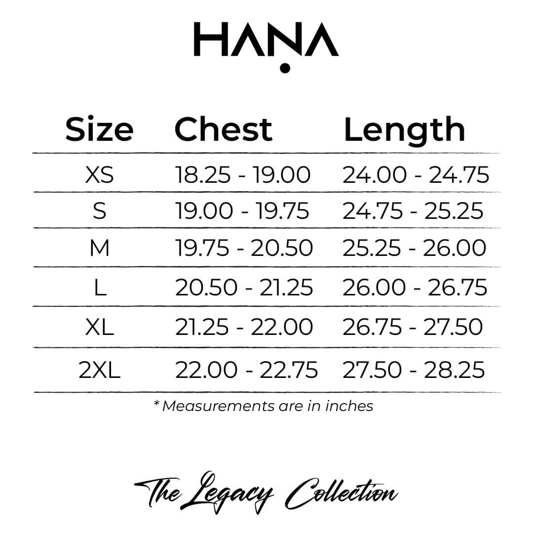 HANA Men Size Chart_The Artisan Classic Shirt