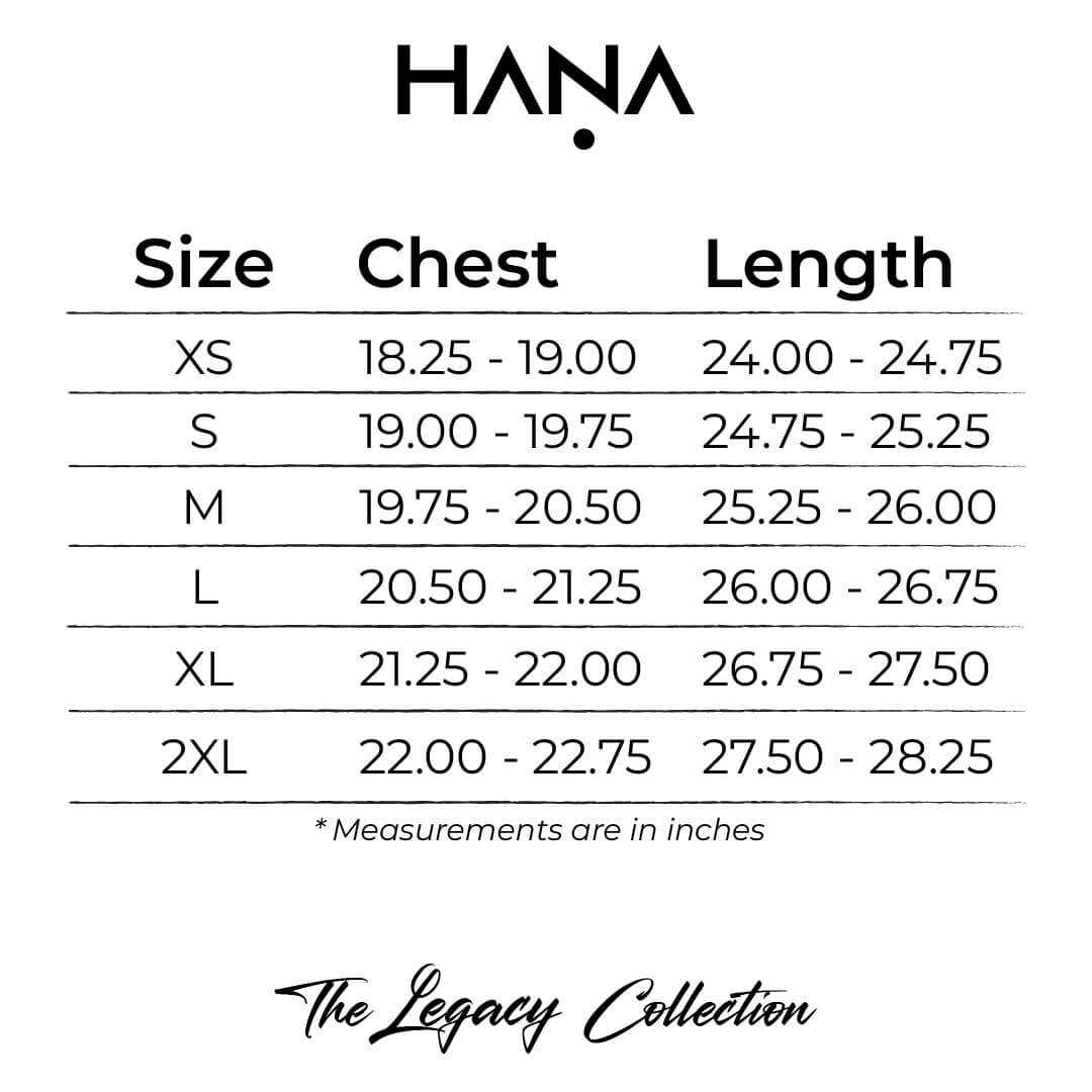 HANA Men Size Chart_The Heritage 3-4 Shirt
