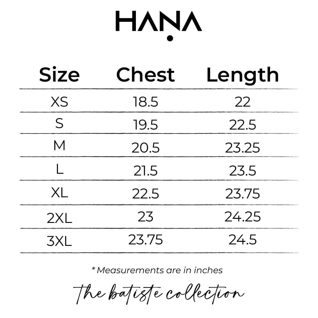 HANA Size Chart_The Batiste Ladies Balloon Sleeve Shirt
