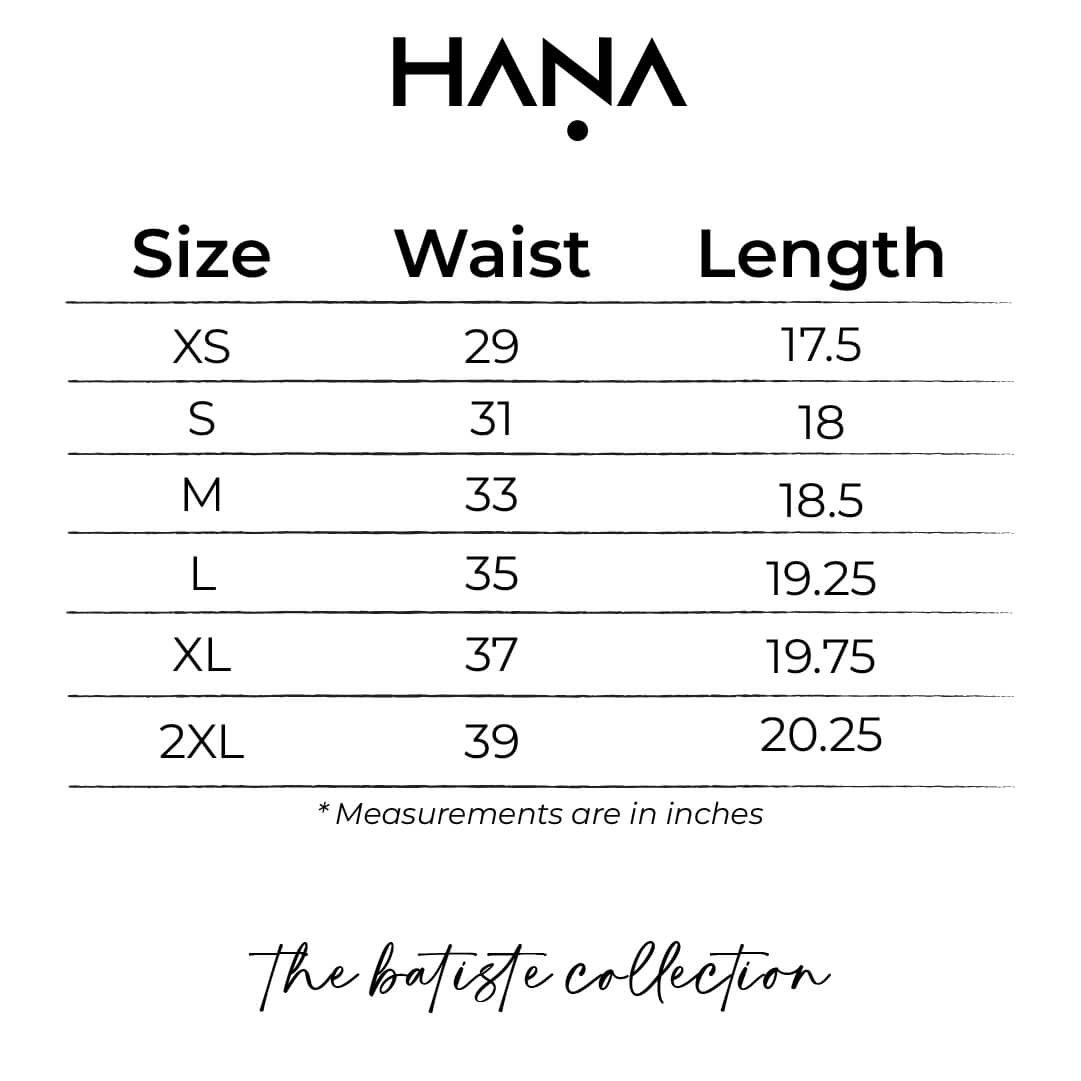 HANA Size Chart_The Batiste Men’s Midi Short