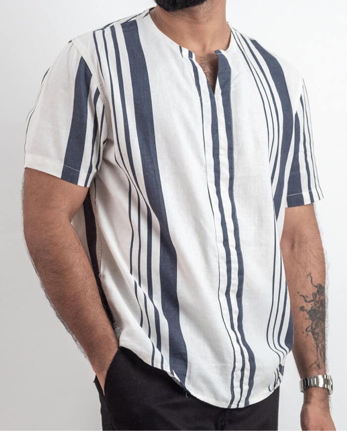 The Artisan Classic Linen Shirt – Black Stripe