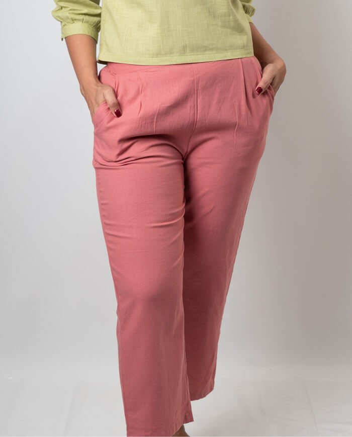 The Batiste Linen Ankle Pant - Pink
