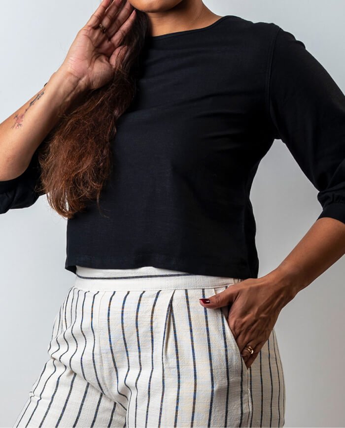 The Batiste Linen Top – Black