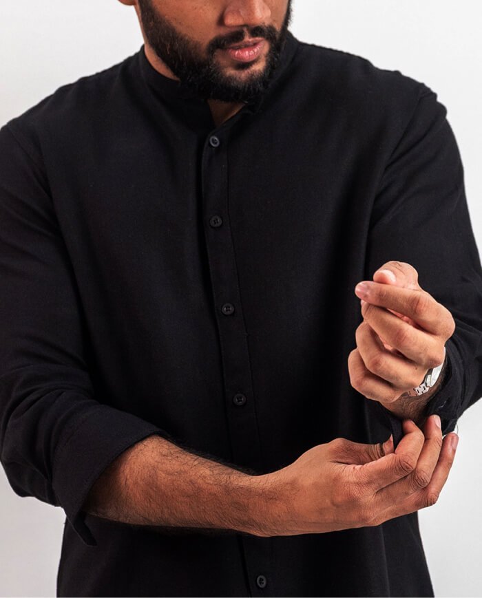 The Nomad Linen Long Sleeve Shirt – Black