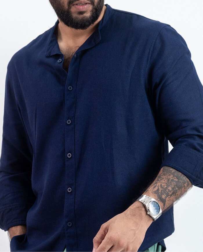 The Nomad Linen Long Sleeve Shirt – Navy Blue
