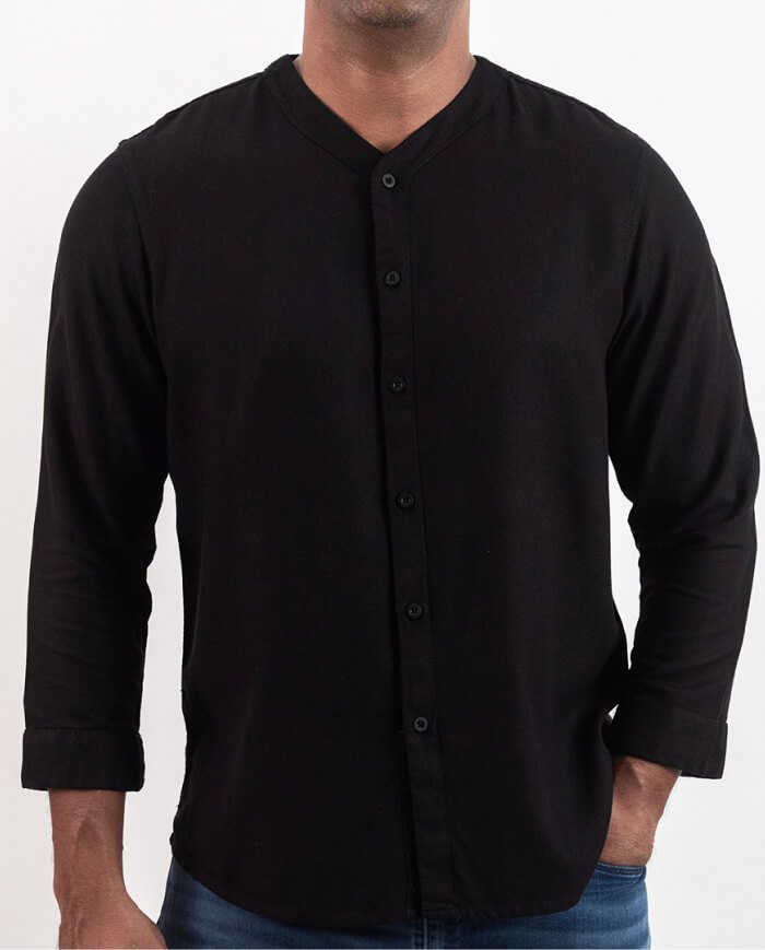 The Epoch Linen Long Sleeve Shirt – Black