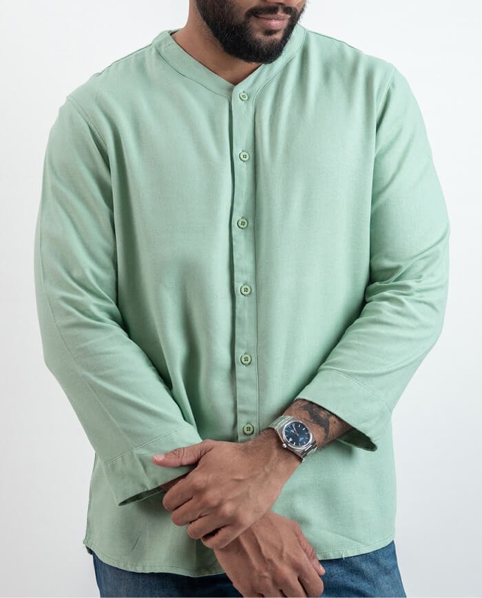 The Epoch Linen Long Sleeve Shirt – Mint Green