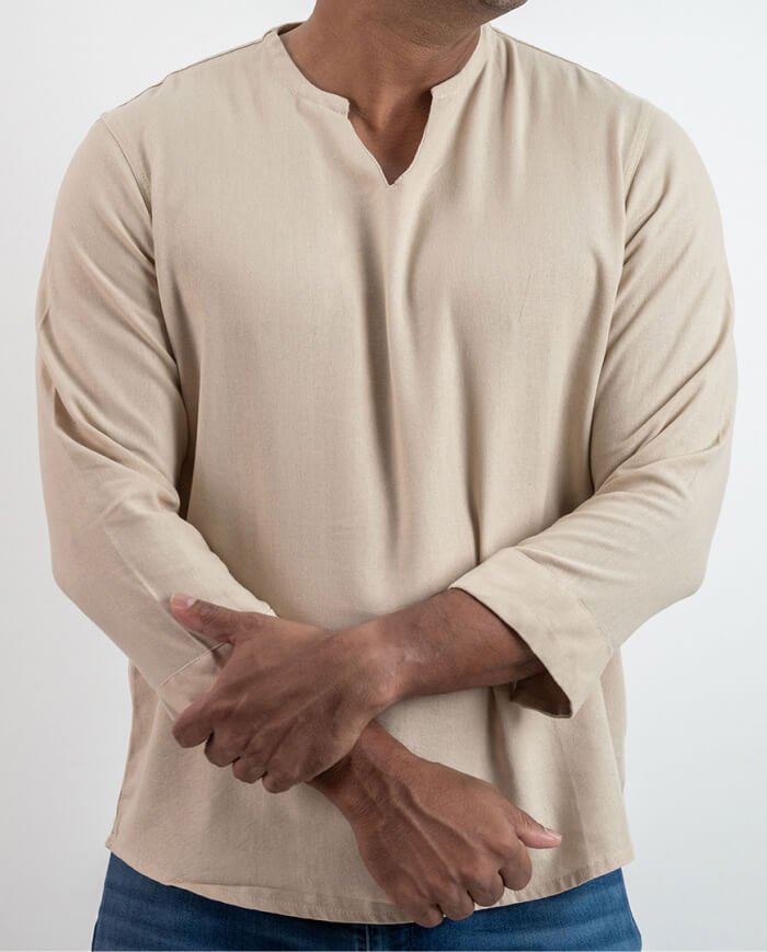 The Heritage Linen 3/4 Shirt – Beige