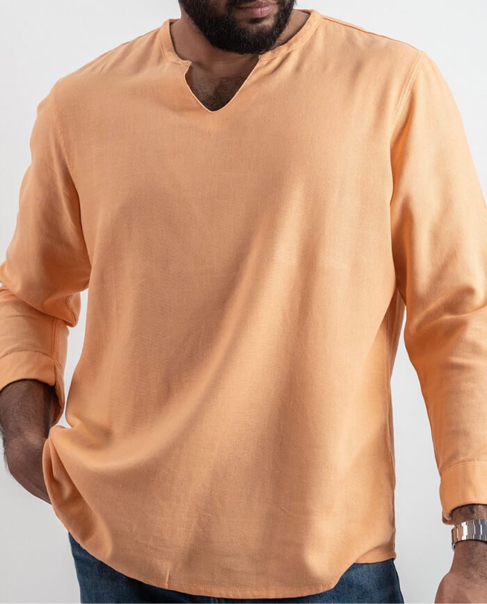 The Heritage Linen 3/4 Shirt – Orange
