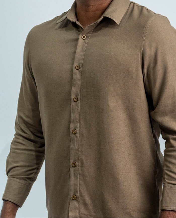 The Voyager Linen Long Sleeve Shirt – Brown