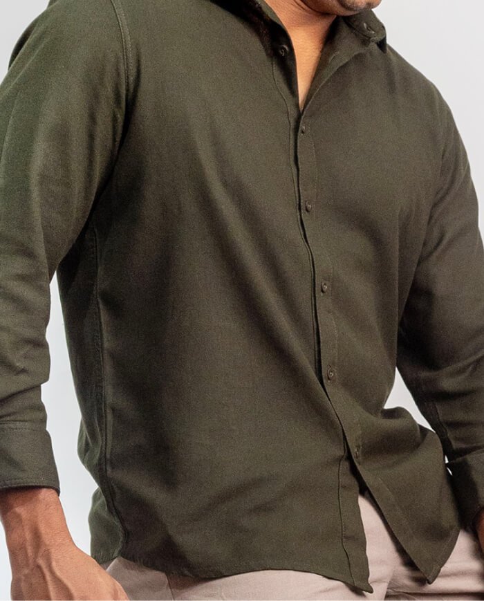 The Voyager Linen Long Sleeve Shirt – Dark Green