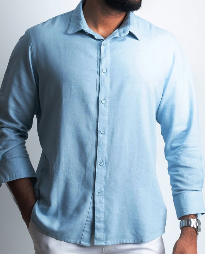 The Voyager Linen Long Sleeve Shirt – Light Blue